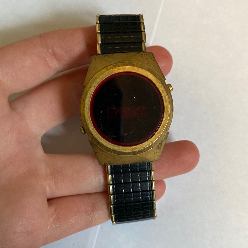 Vintage Red Face Digital MWC Speidel USA Watch